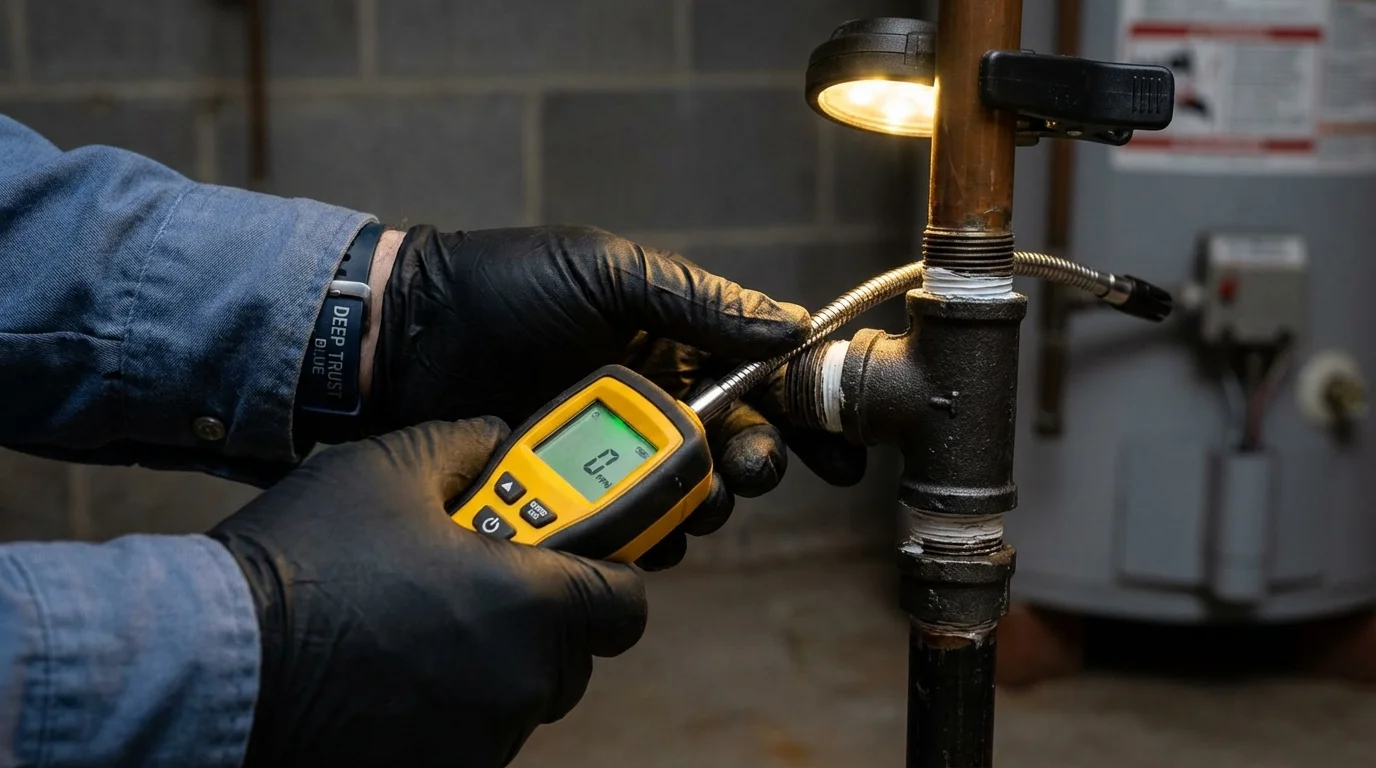 Gas leak detection with electronic sniffer by Johns Plumbing LLC in Bath