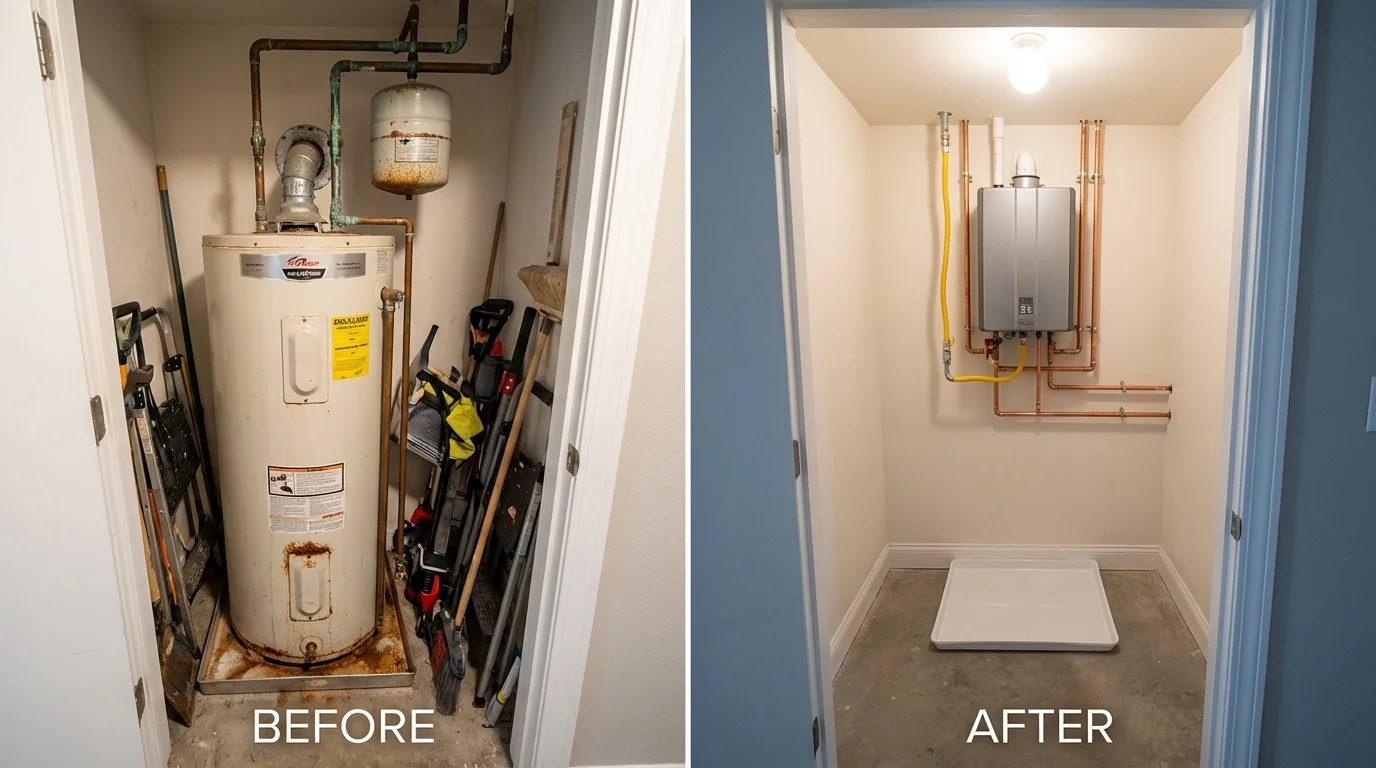 Tank water heater versus wall-mounted tankless unit comparison for Bath, MI homeowners